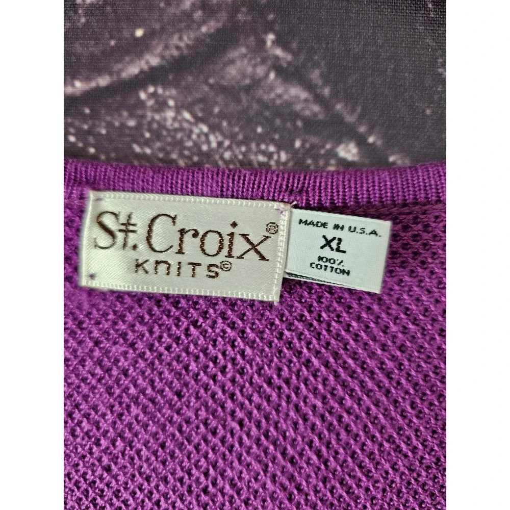Vintage 90s‎ St Croix Sweater Mens XL Knit Purple V Neck Cotton Baggy Relaxed